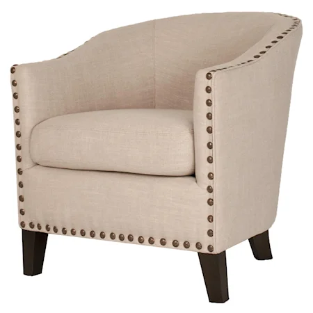 Dutch Contemporary Club Chair with Nailheads and Tapered Feet